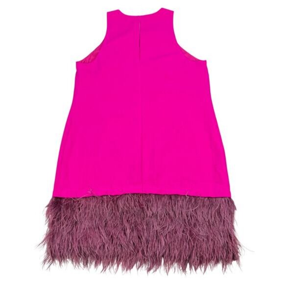 TRINA TURK Berry Feather Trim Shift Dress In Trina Pink Sz 12 - Picture 4 of 5